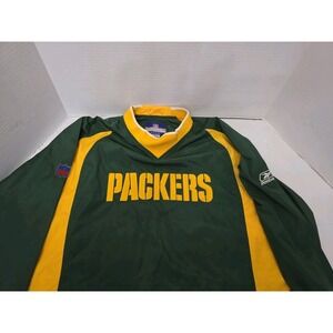 Vintage Green Bay Packers Reebok On Field Windbreaker Jacket Large Spellout NFL
